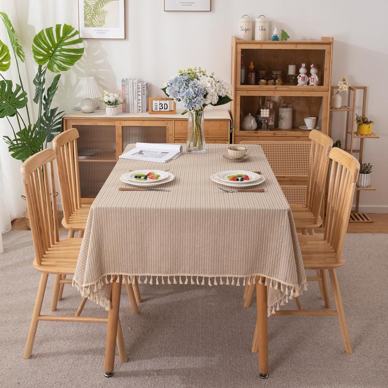 

Log B & B Cotton Jacquard Geometric Stripes Rectangular Tablecloth Coffee Table Dining Table Cloth Cover Towel 60x60