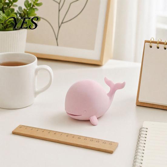 Cute Mini Whale Statue Figurine, 3D Printed Ornament Desktop Figurine Decoration, for Office Home Desk Tiny