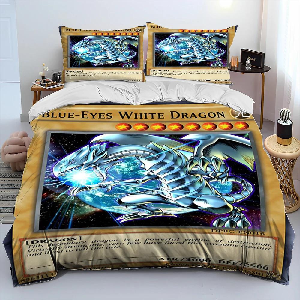 3D Yu-Gi-Oh MONSTER CARD Anime Comforter Bedding Set,Duvet Cover Bed Set Quilt Cover Pillowcase,king Queen Size Bedding Set Boys