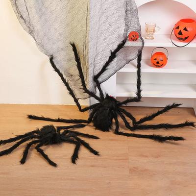 Halloween Large Black Spider,Fake Giant Black Plush Spider,Outdoor Spider Props,Haunted House Garden Yard Scary Decorations