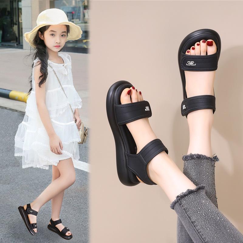 Flat bottom women s summer sandals new fashion Velcro with skirt medium and large children soft sole student sports sandals 35 3144₽