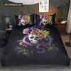 Skull Chevalier Duvet Cover Set King Size Horror Skeleton Bedding Set Day Of The Death Comforter Cover 2/3pcs For Boys Men Gifts