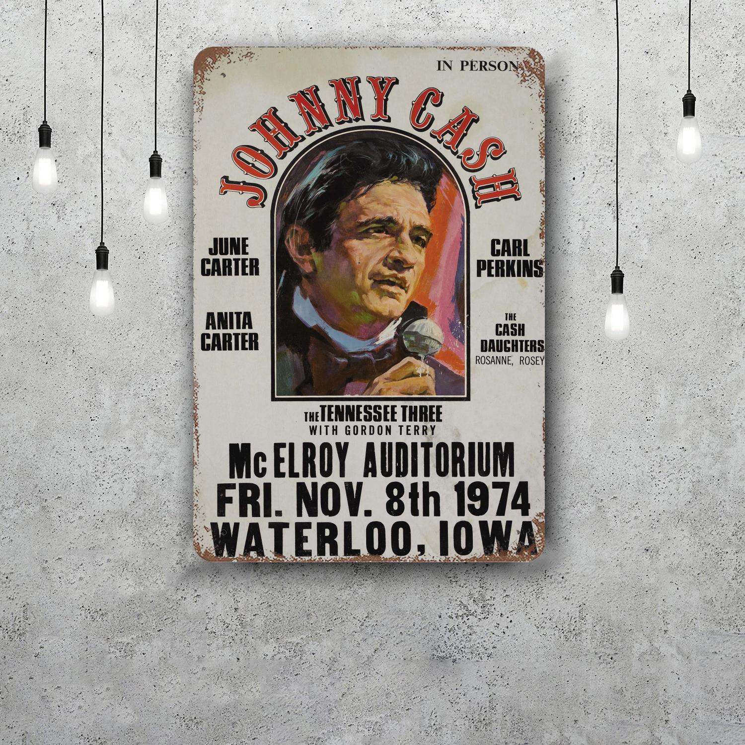 

johnny cash Classic Poster Rusty Metal Plaque Retro Decorative Plate Bar Man Cave Garage Club Metal Sign Wall Decoration 20x30cm（7.8x11.8inch）