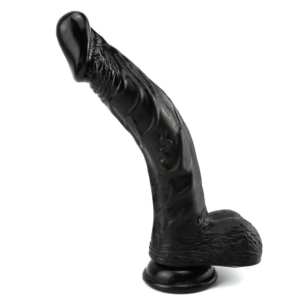 Black Huge Realistic Dildo Skin Feeling Phallus Soft Big Vibrator Penis with Suction Cup Sex Toy for Woman Strapon Female