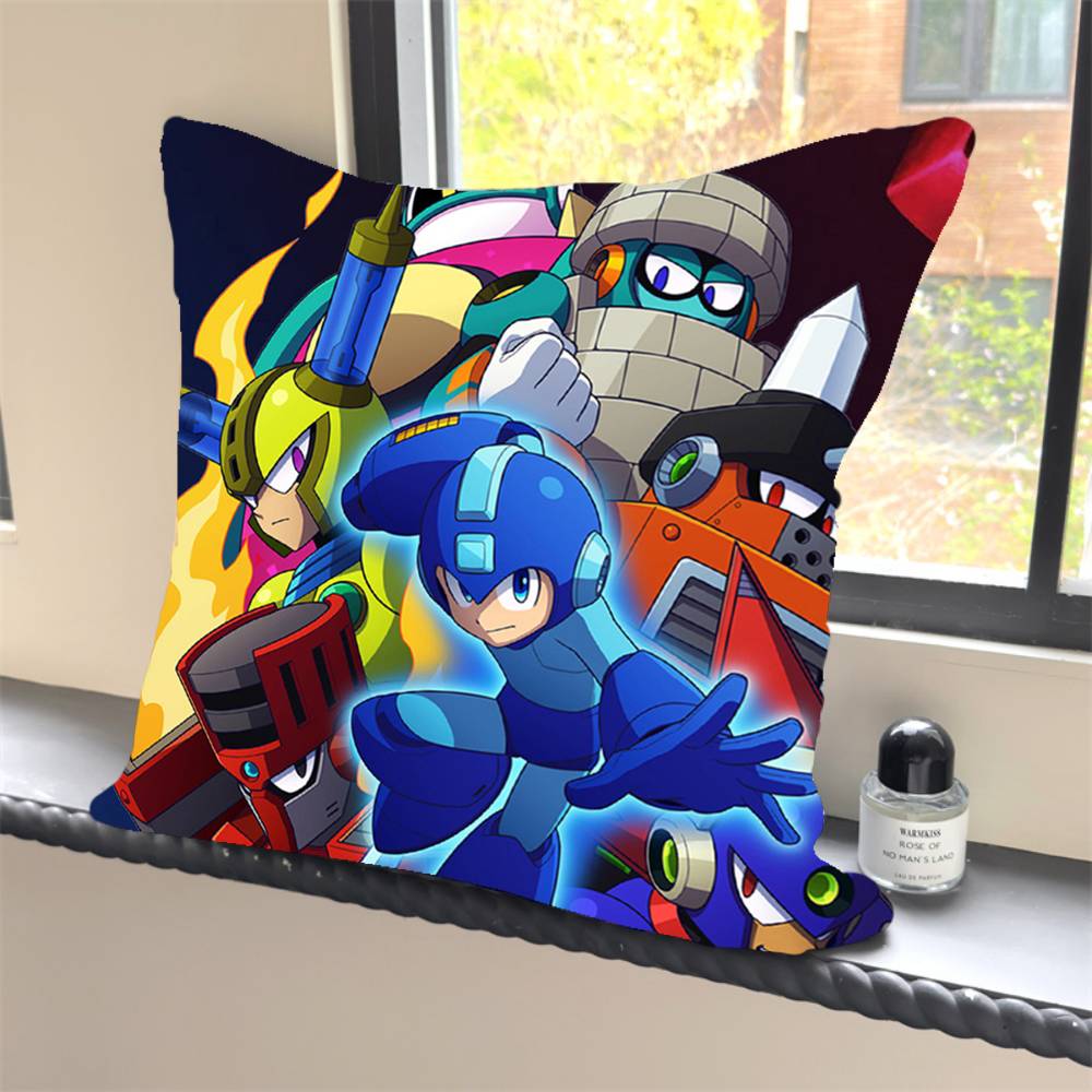 1PC R-Rockman M-Megaman Pillow Case Square  Bedroom Sofa Leisure Comfort Cushion Car Home Decoration Pillowcase 40x40 12x12Inch