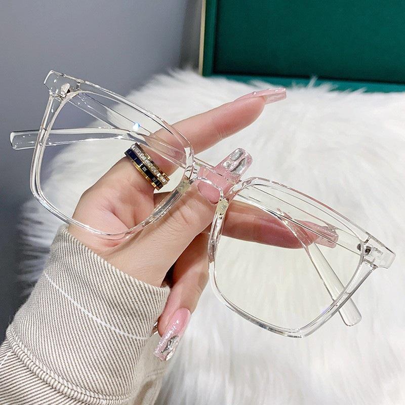 Unisex Retro Square Frame Glasses: Trendy Anti-Blue Light & Nearsighted with Plain Lenses