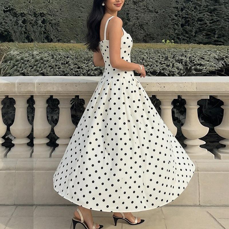 New Summer Models, European and American Women's Clothing, Fashionable Long Dress Dress, Polka Dot Retro Tube Top Skirt