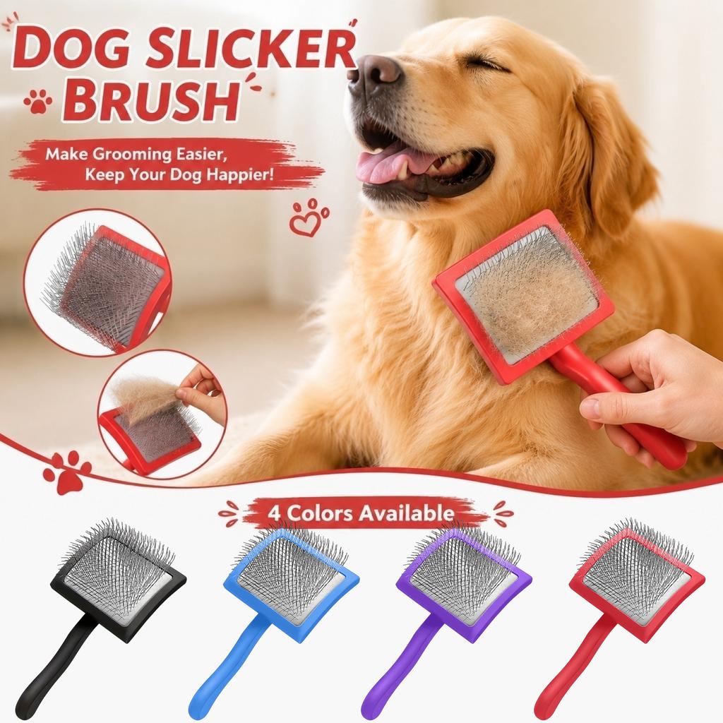 Large Medium Dog Grooming Brush Steel Pin Slicker Comb Pet Hair Removal Tool for Shedding and Matting Control with Comfortable Handle
