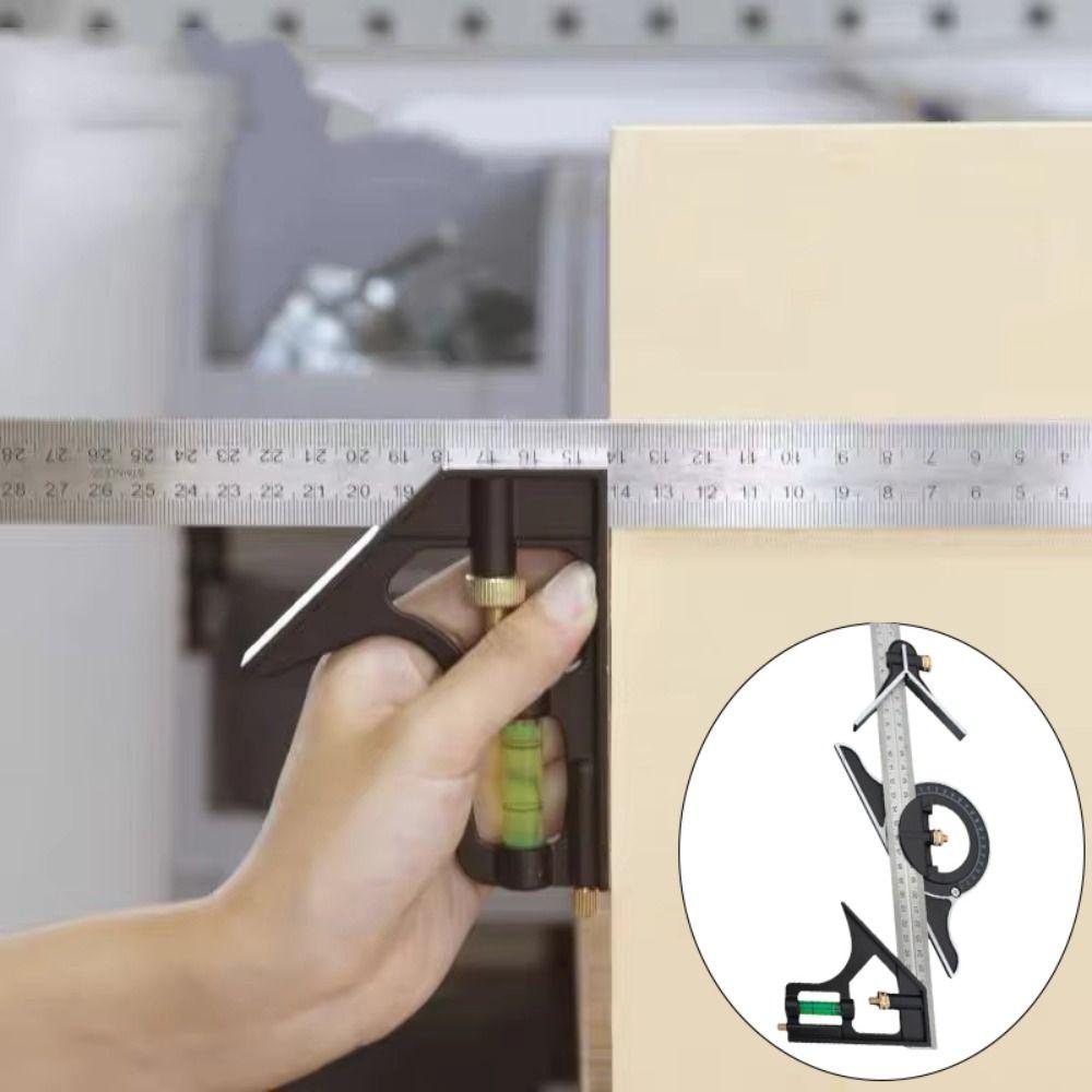 Movable Right Angle Ruler 180 Degree Square Protractor Combination Angle Ruler Measuring Tool