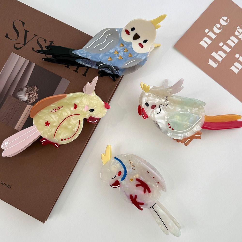 Creative Cartoon Animal Shark Clip Parrot Bird Hair Claw Personalized Acetic Acid Hair Claw  Female