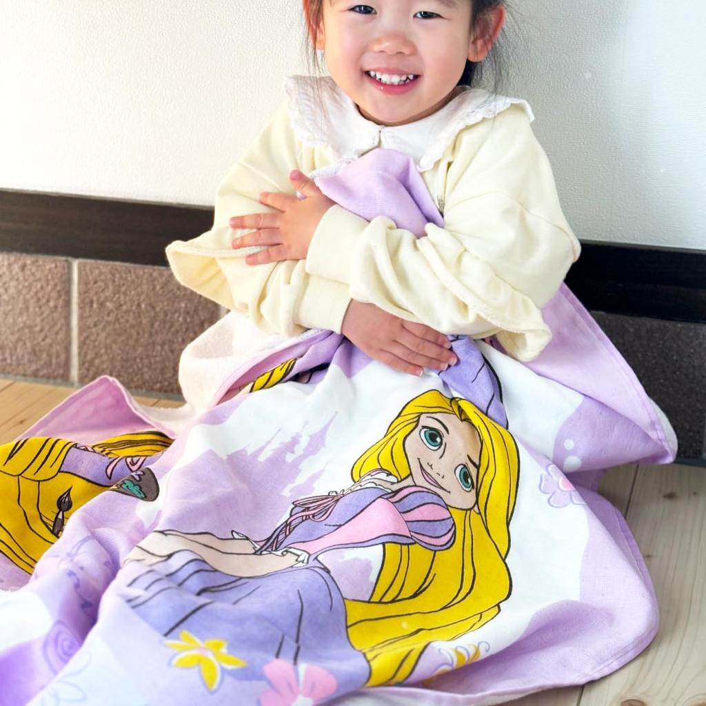 Un Doudou Baby Towel Blanket 85 X 115 Cm Disney Tangled Gauze On the Pile On the Back Cotton Purple Front, 100% NZ1810-TA