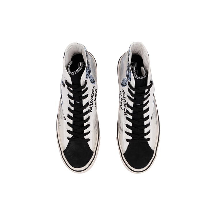 Disney x Li Ning Slip Resistant Abrasion Resistant Balance High top Canvas Shoes Women's Black Beige White AGCQ324-1