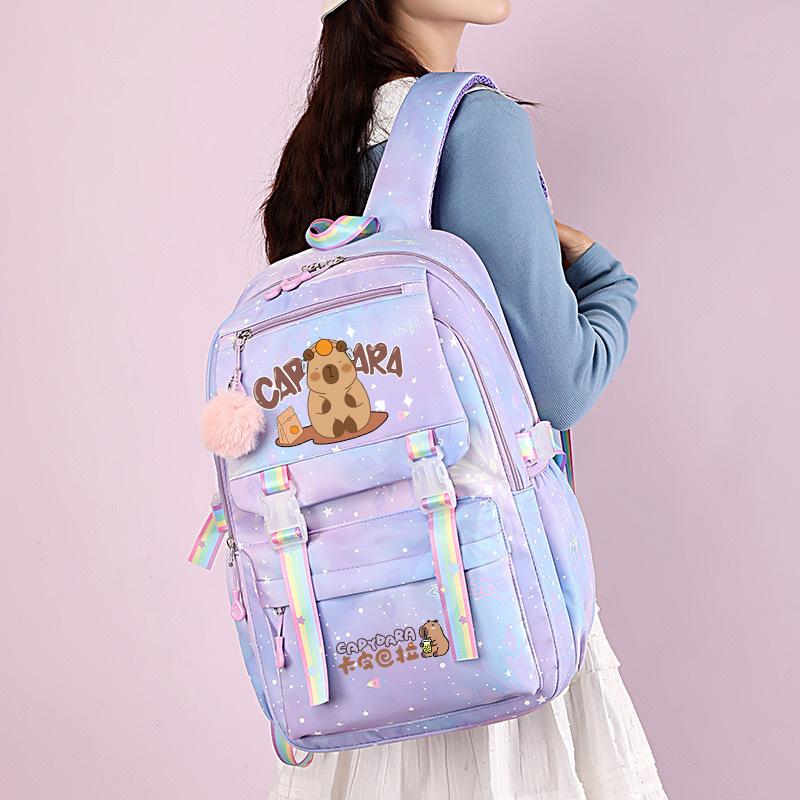 Beliebter 2025 Kapibara Capybara mehrfarbig hübsch, schmutzabweisend und langlebig, niedlicher Grundschulrucksack