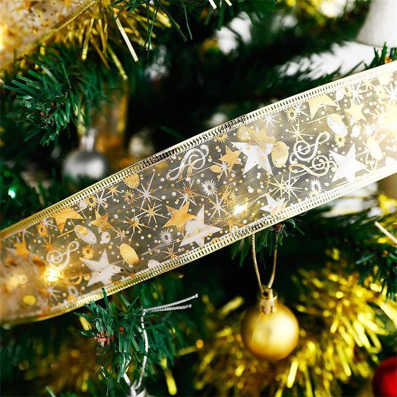 Christmas LED Silk Ribbon Lights - Double Layer Luminous Satin String for Tree Decorations