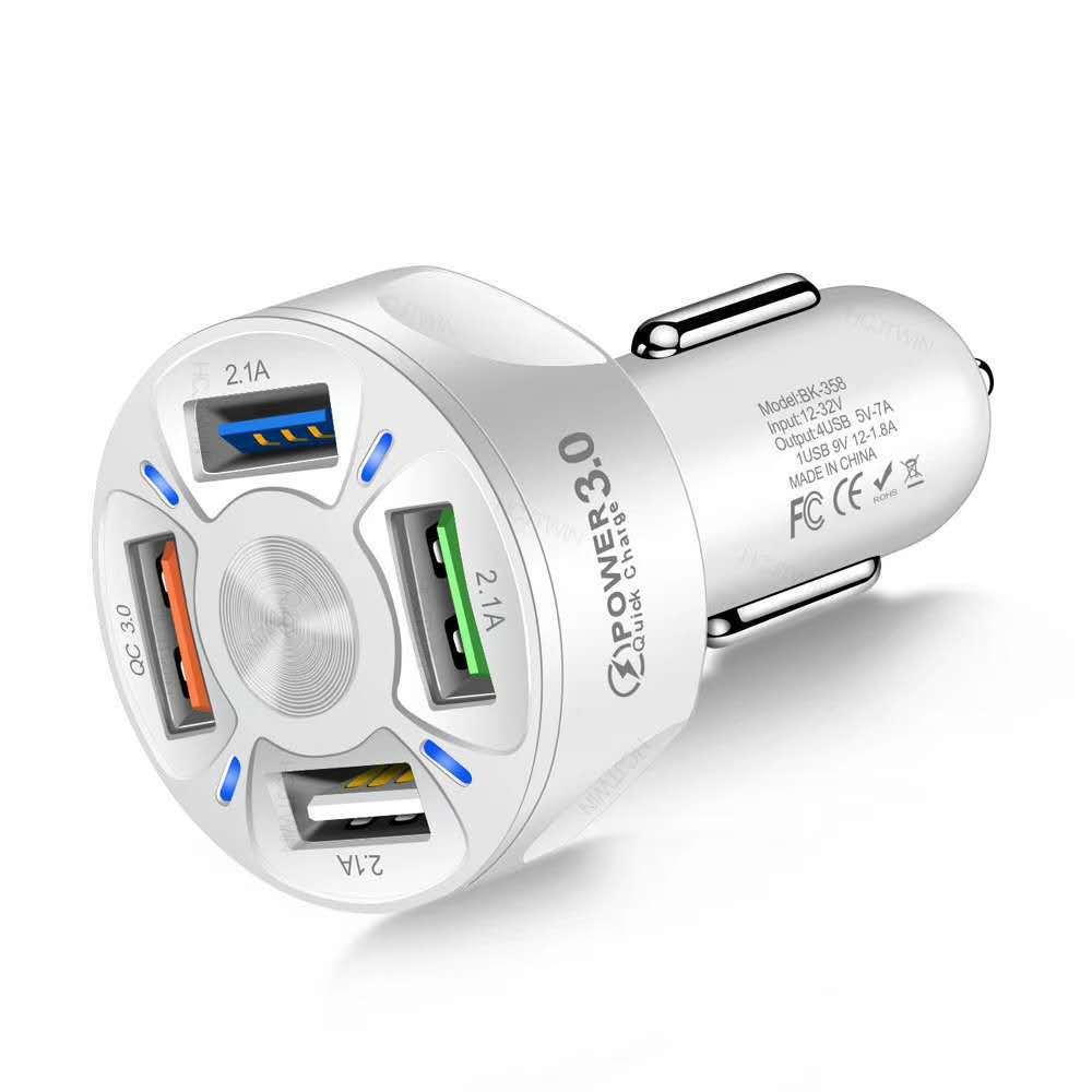 4 Port Car USB Charger 7A 48W Quick Charge Universal 18W Fast Charging in Car Mobile Phone Charger Car Charger AdapterP