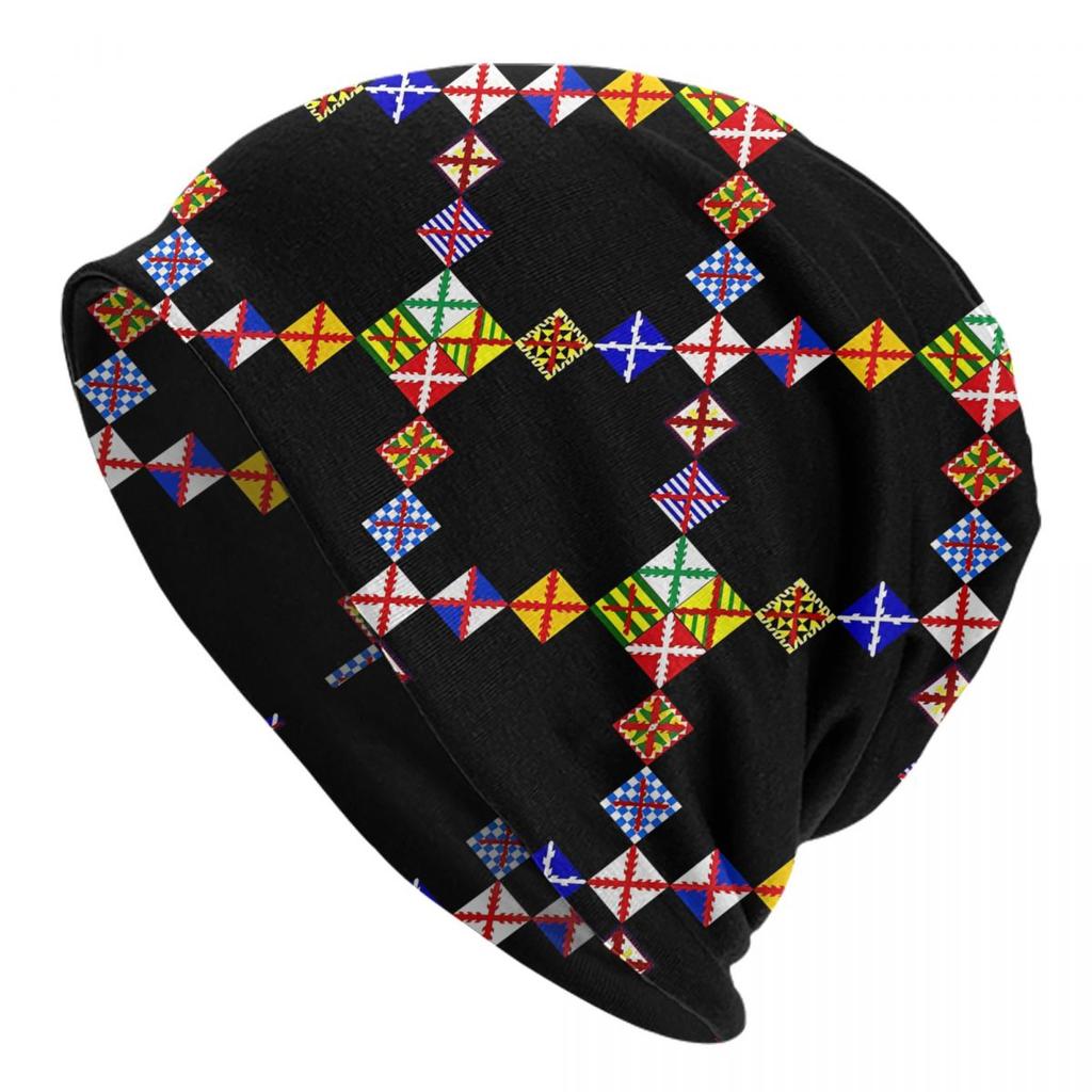Spanish Burgundy Cross Bonnet Hats Autumn Winter Outdoor Skullies Beanies Hat Unisex Spring Thermal Elastic Cap