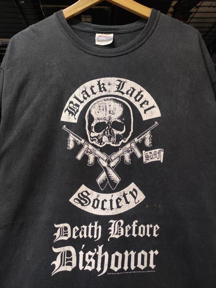 Винтаж 00-х Black Label Society  Смерть прежде бесчестия  Черная Унисекс Футболка WA1812 Унисекс Футболка L