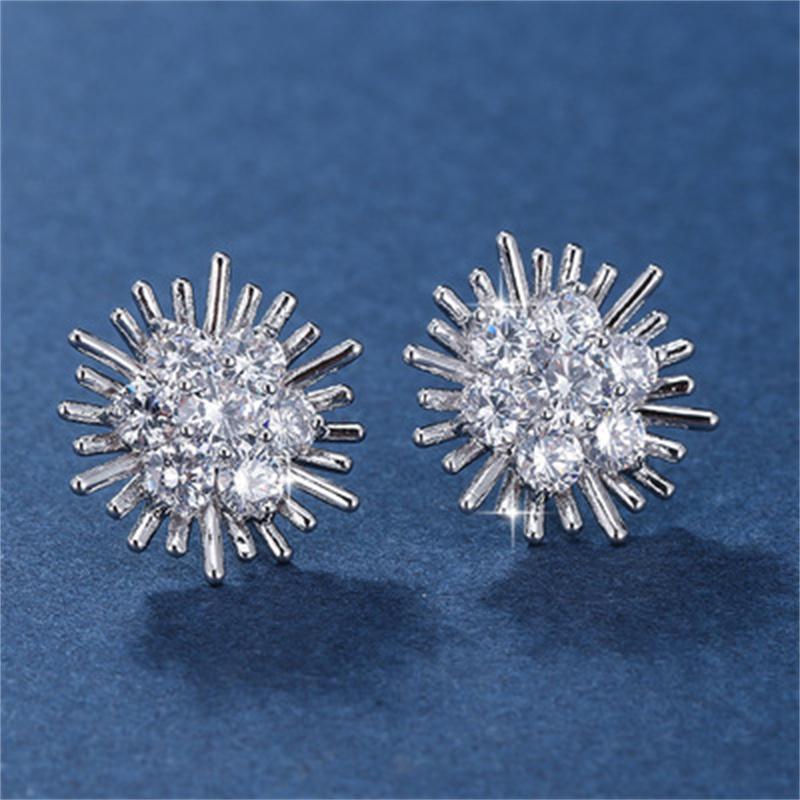 Retro Fashion High-grade Crystal Rose Earrings Women Zircon Ear Studs Wedding Jewelry Gifts