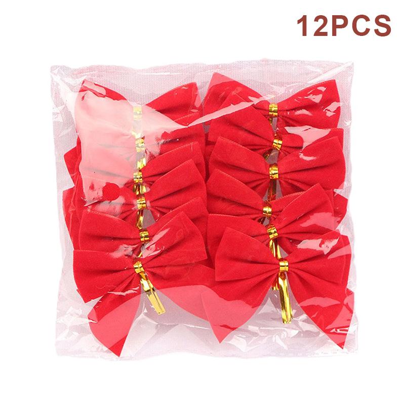 

12 шт. Рождественские украшения Флокированный бант Украшения для рождественской елки 5,5 см Бант Рождественские принадлежности