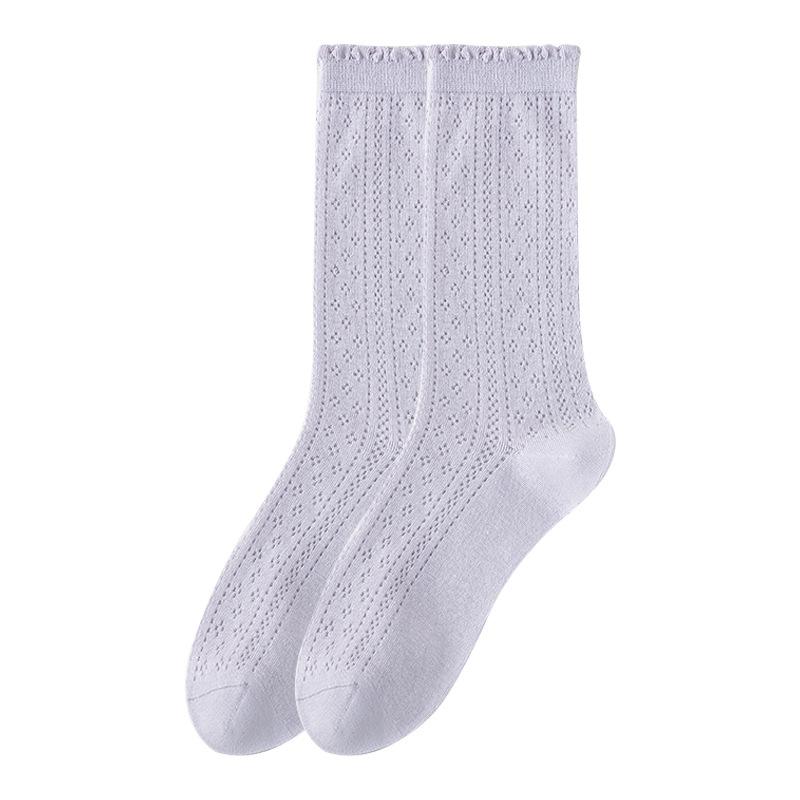 Female Summer Thin Breathable Mesh Boneless Loose Mouth In The Tube Stack Socks