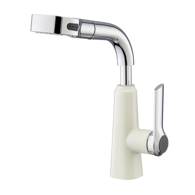 Pull-out Basin Faucet Hot and Cold Household Adjustable Rotating Bathroom Washbasin Faucet for Handwashing