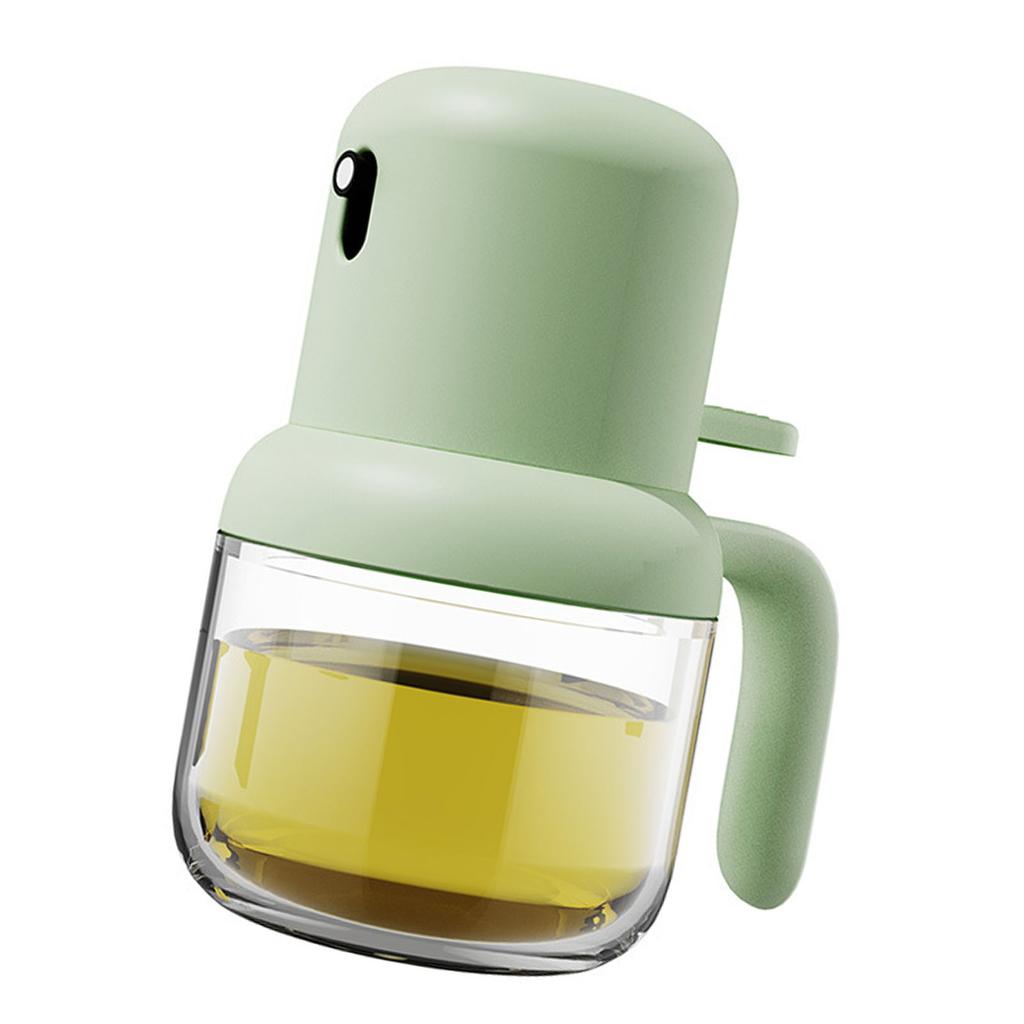 Oil Spray Bottle 180ml Ergonomic Handle Tight Sealing Plastic Glass Dustproof Olive Oil Sprayer for Home Kitchen Green