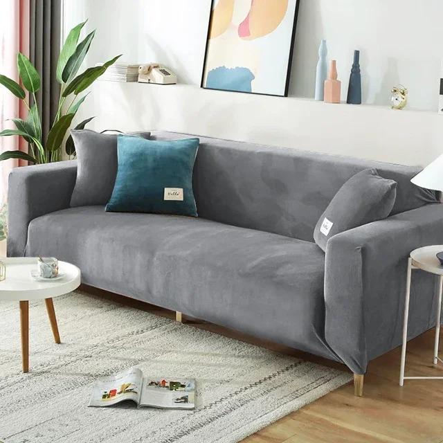 Dicker Sofabezug aus Samtplüsch für Wohnzimmer, 1/2/3/4-Sitzer, elastischer L-förmiger Ecksessel, Sofabezug, Möbelschutz