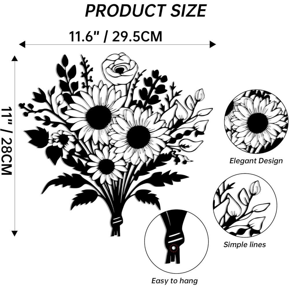 

Metal Sunflower Wall Art 11.6x11 Inch Rustproof Outdoor Decor Metal Flower Bouquet for Home Garden Kitchen Wedding Valentine s Day Gift