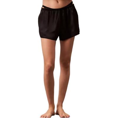 Solid Satin Mid-Rise Comfortable Casual Shorts Women Shorts Black QS7299-002