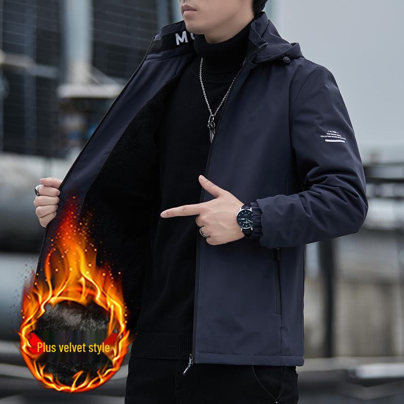 Men's 2025 Spring/Autumn Hooded Jacket: Printed Casual Sport Windbreaker