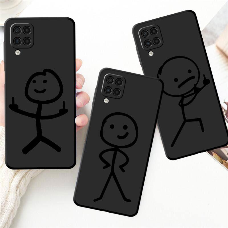 Cartoon Matchman Case For Samsung Galaxy A52 A53 A13 A12 A32 A33 A51 A21s A71 A23 A31 A22 5G Black Phone Shell