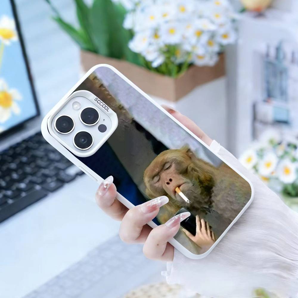 

Cute Funny Monkey Phone Case For iPhone 16,15,14,13,12,17,Pro,MAX white Matte Shockproof Cover iPhone15