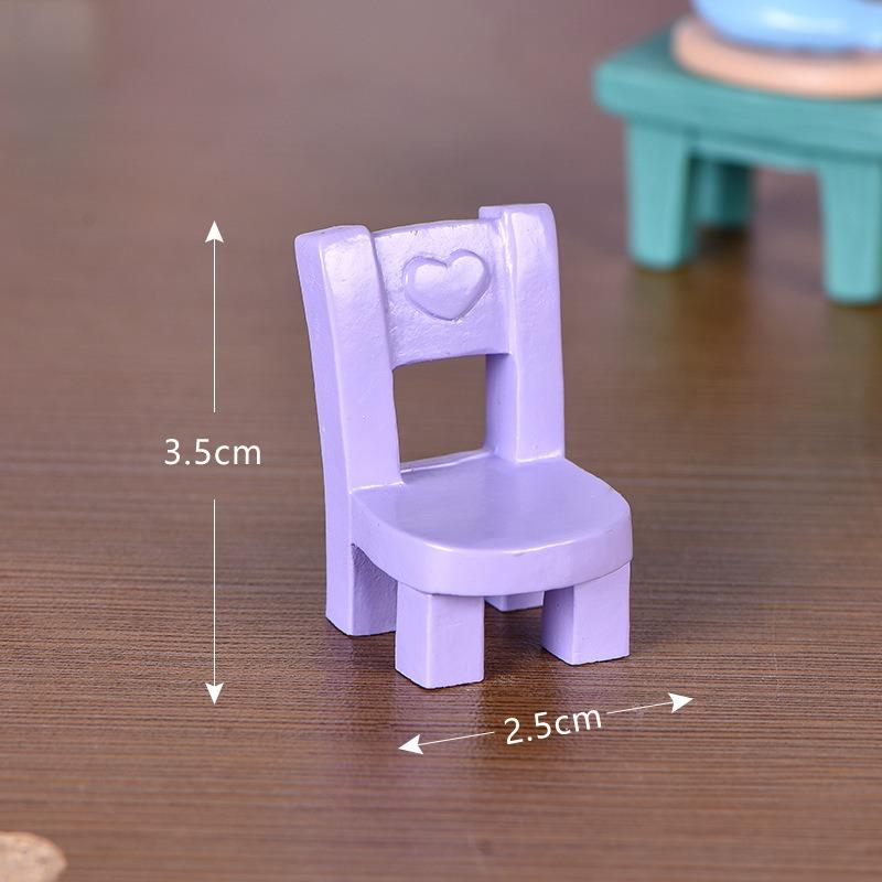 Mini Imitation Solid Wood Tables and Chairs Micro Landscaping Resin Square Wooden Tables Chairs Benches Miniature Ornaments