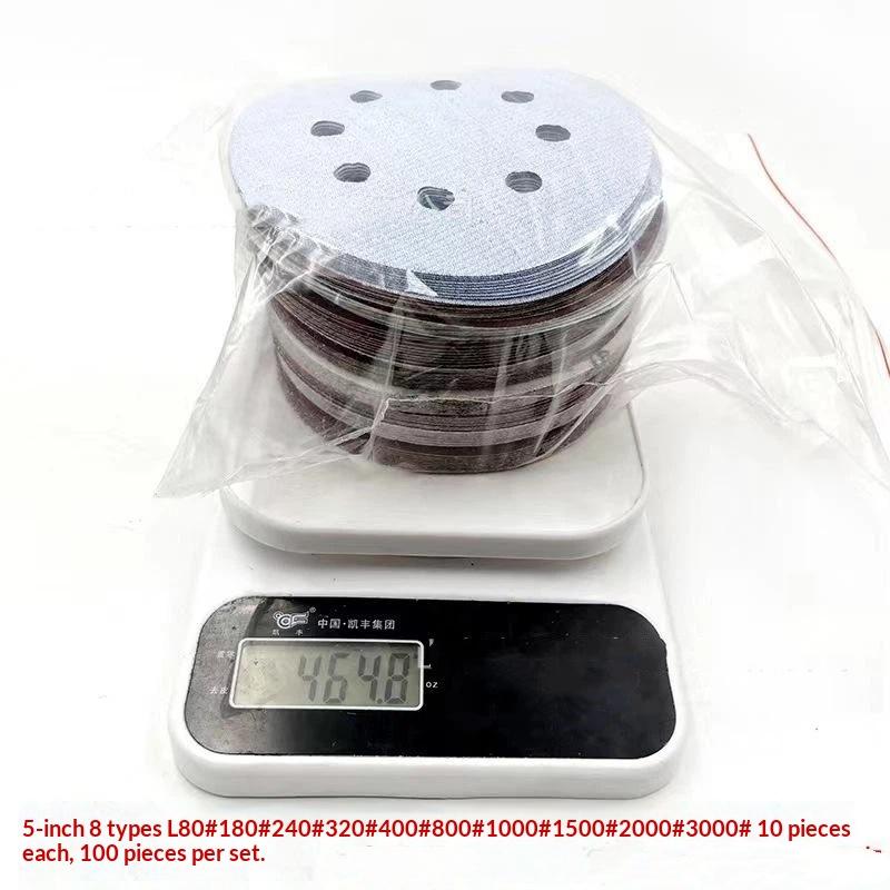 100Pcs Sanding Discs 8 Hole Hook And Loop Adhesive Sandpaper 125Mm 80~3000 Grits For Random Orbital Sander Abrasive Sheets Tools