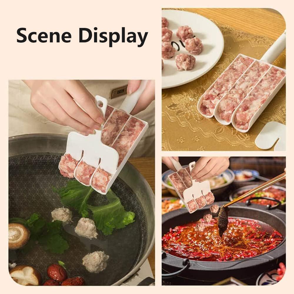 Küchen-Fleischbällchen-Maker-Set, gebratener Fisch, Rindfleisch, Fleischbällchen, Form, Löffel, Fleischwerkzeuge, dreifache Fleischbällchen-Herstellungsform, Küchenhelfer