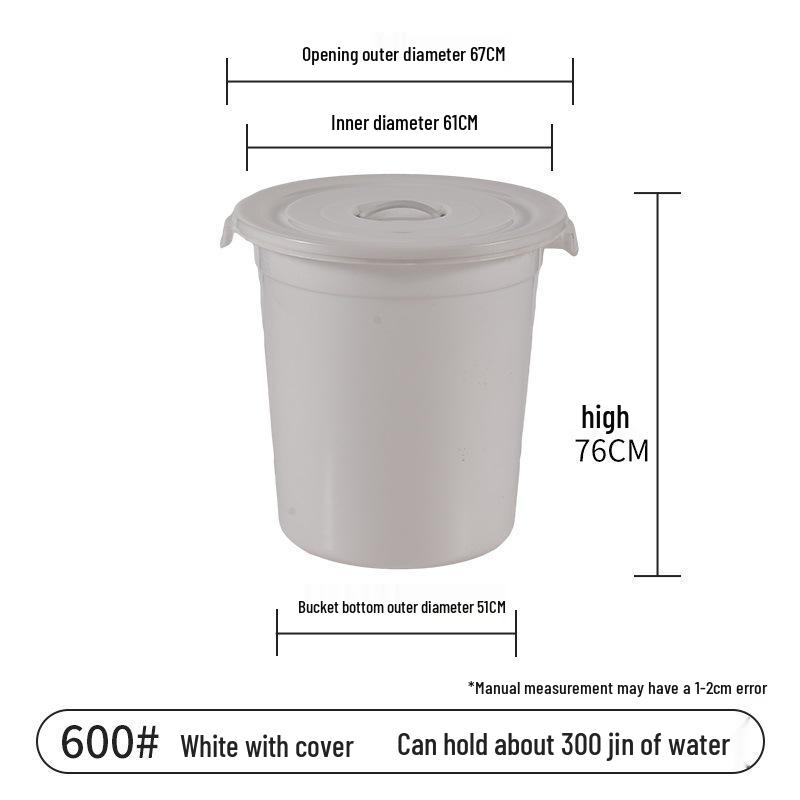 Extra Large Thickened Household Water Storage Bucket with Lid, White, for Fermentation & Enzyme Processing.