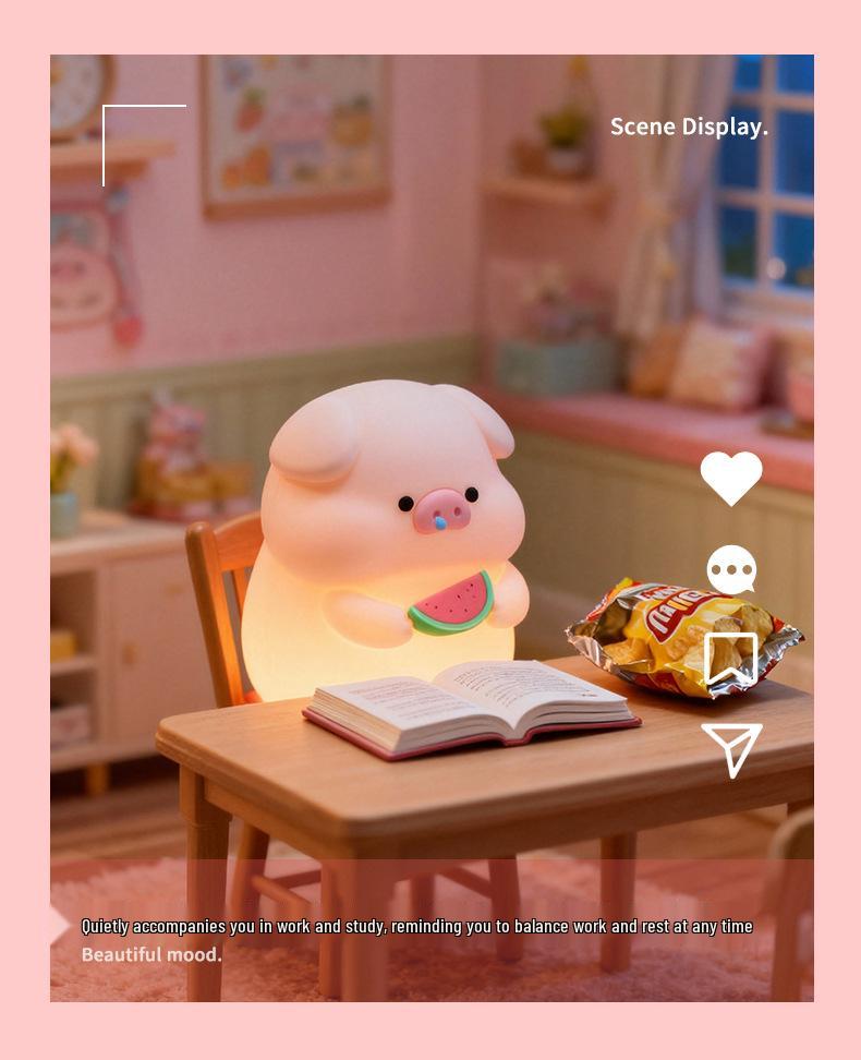 Gluttonous Pig Baby Night Light - Silicone Tap Lamp for Bedside Feeding and Sleep