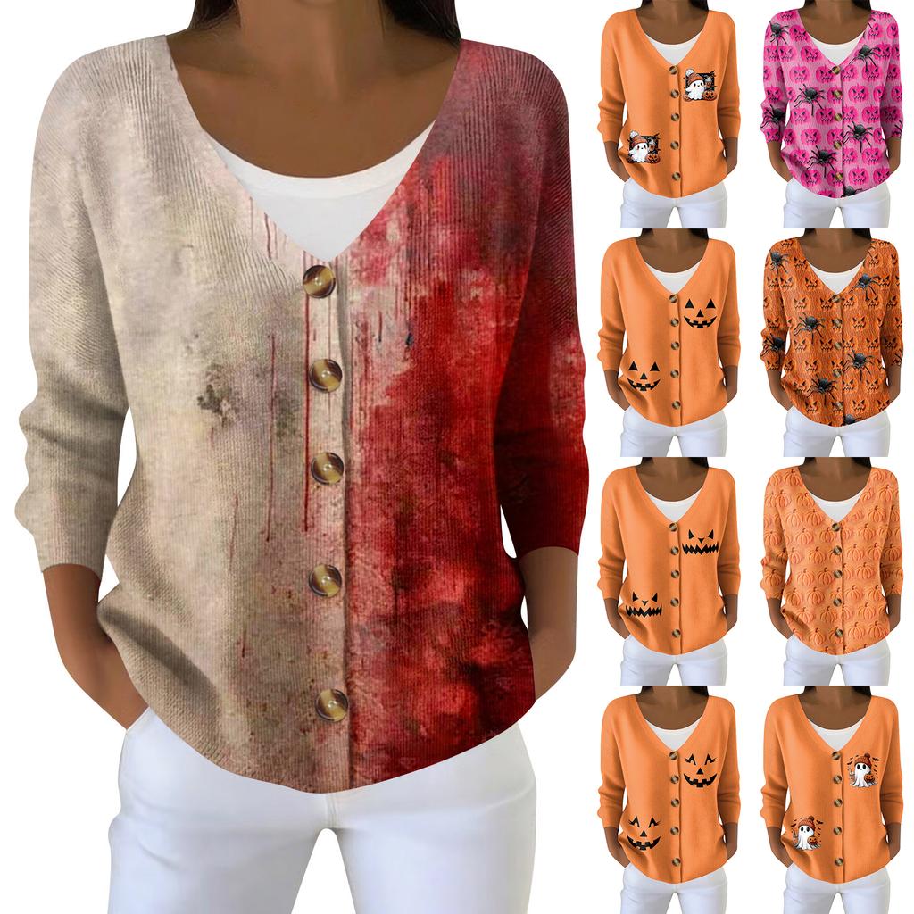 Damemote Langermet Christmas Snowman Snowflake Print Jakke Cardigan