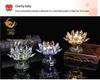 Kristall-Lotus-Glas-Kerzenhalter - Mehrfarbiges Ornament, Ewige Butterlampe für Heimdekoration
