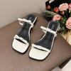 Bow High-end One-word Slippers Female 2025 Summer New French Temperament Low-heeled Fairy Wind Outside Sandals