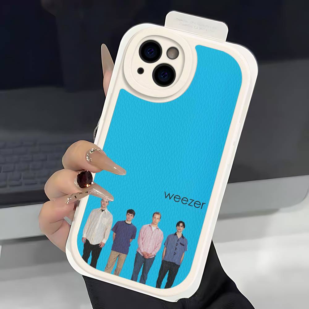 

Rock W-Weezer Band Phone Case For IPhone 16 15 14 13 12 11 Pro Max Plus Soft Leather Cover iPhone 16 plus