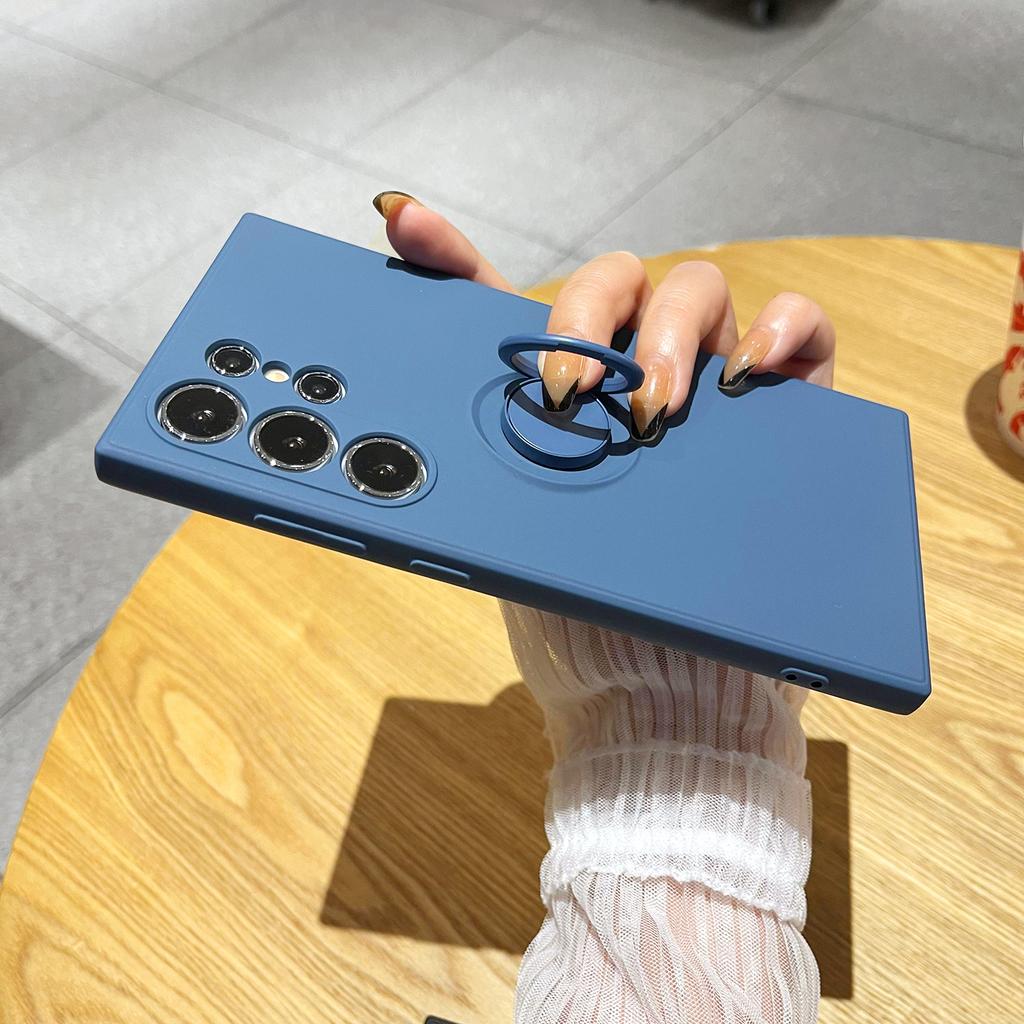 Luxury Morandi Soft Silicone Magnetic Case For Samsung S24Ultra S23 Plus S22 Full Cover With Ring Holder