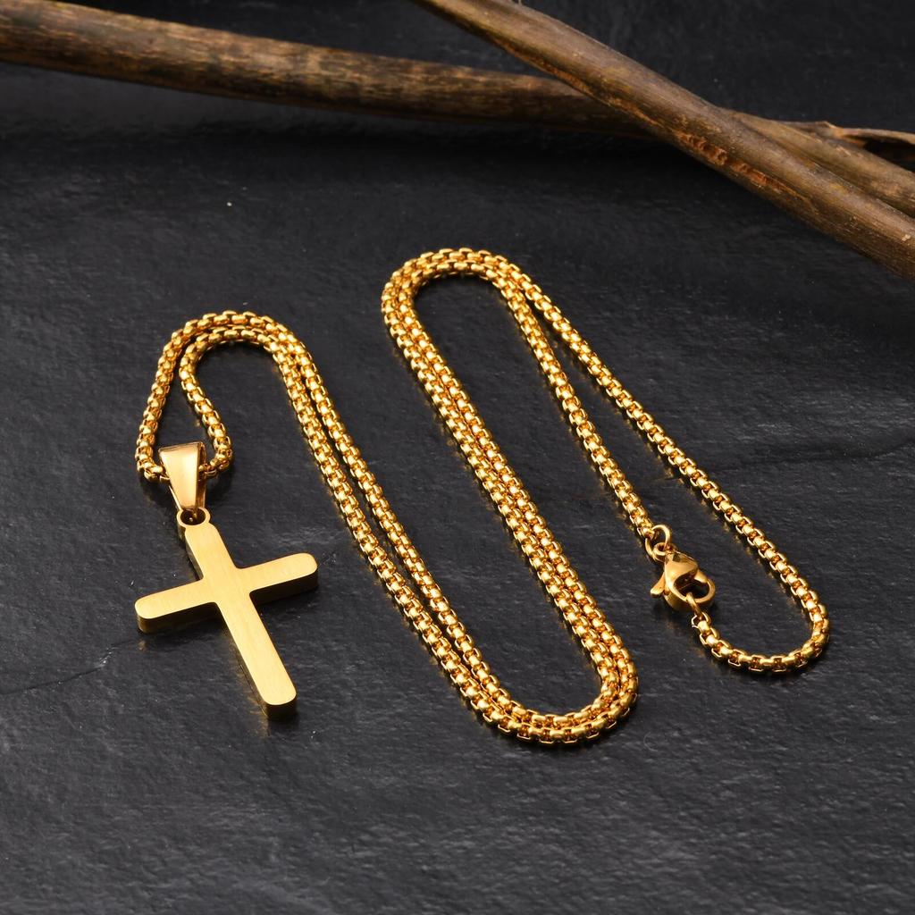 Cross Pendant Necklaces for Men Boys,Stainless Steel Link Chain Necklaces,Classic Jewelry Accessories Gifts