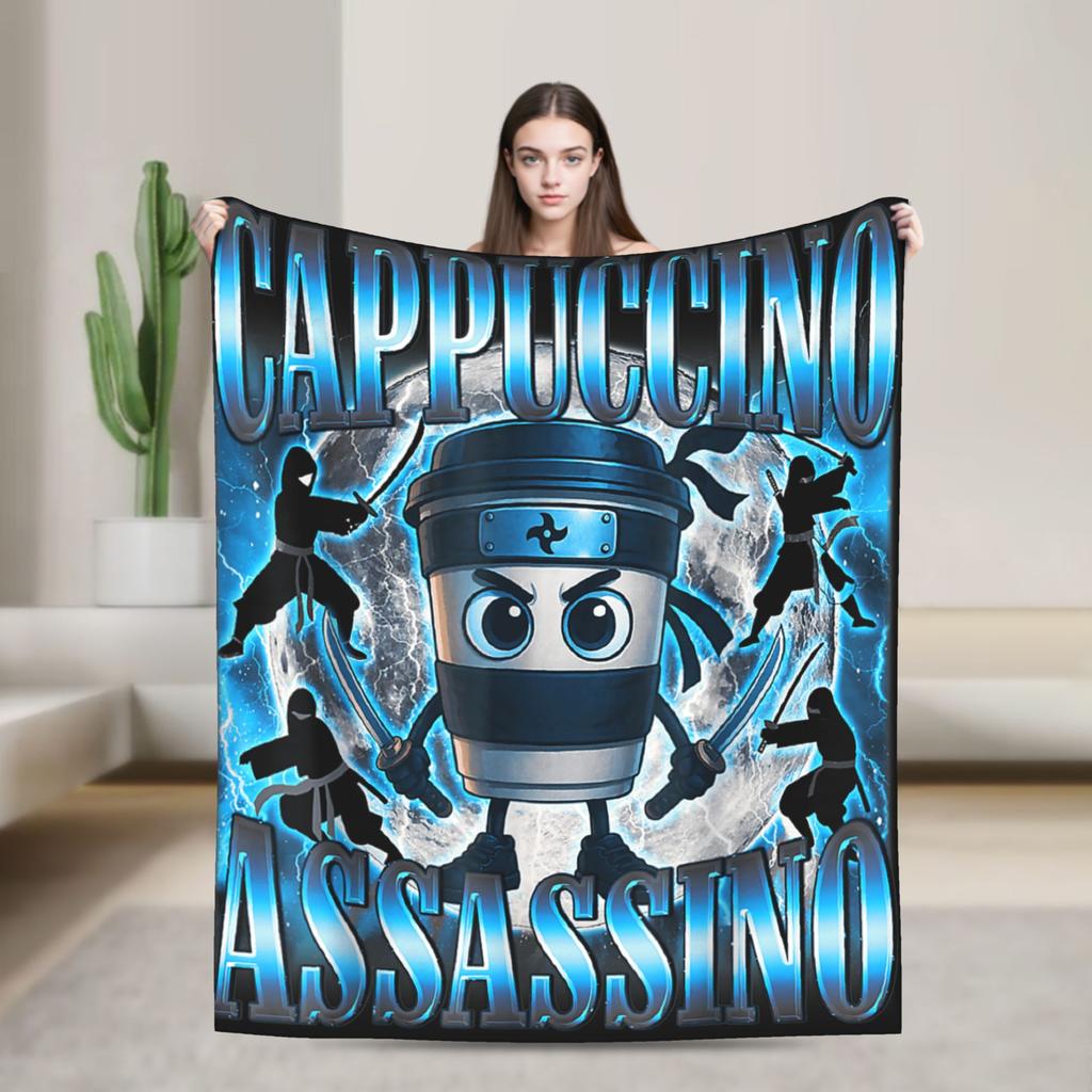 Funny Italian Brainrot Memes Compilation Blanket Travel Flannel Throw Blanket For Home Decor Super Warm Quality Bedspread Gift