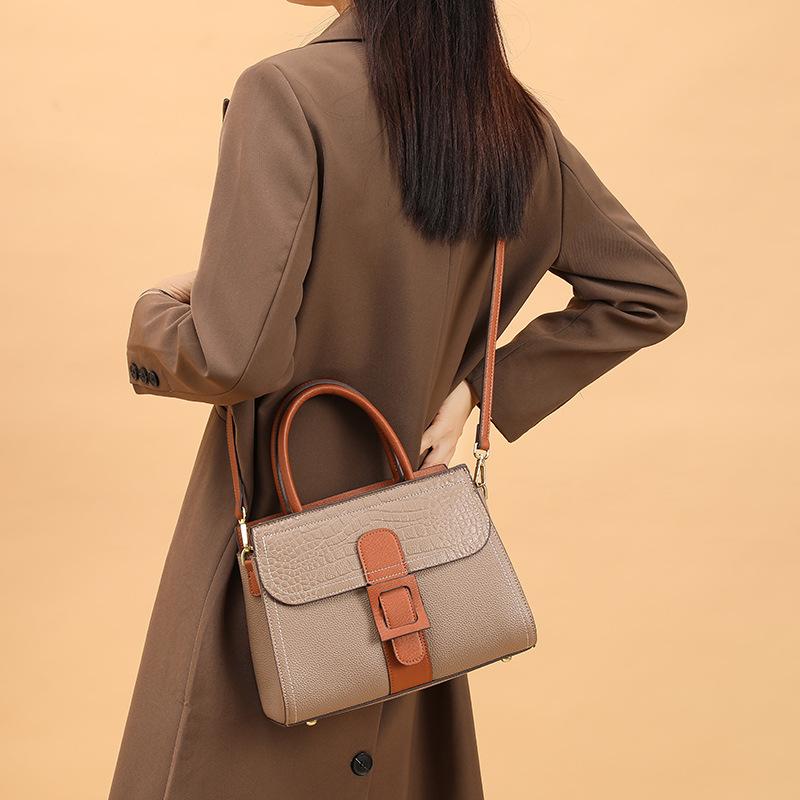 Premium Bag Women's New Fashion Mother Bag Middle-aged Handbag Large Capacity Leather Lychee Pattern Bag