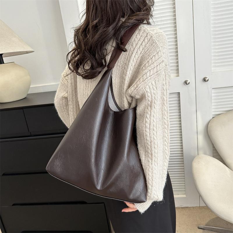 Bag Commuter Tote Bag Women's 2025 New Trendy Solid Color Textured Shoulder Bag Popular Underarm Bag This Year