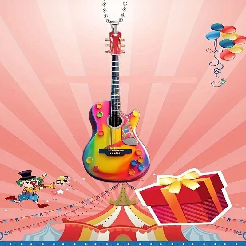 

Миниатюрное восхитительное акриловое рождественское украшение в виде гитары для зеркала заднего вида автомобиля для праздничного настроения