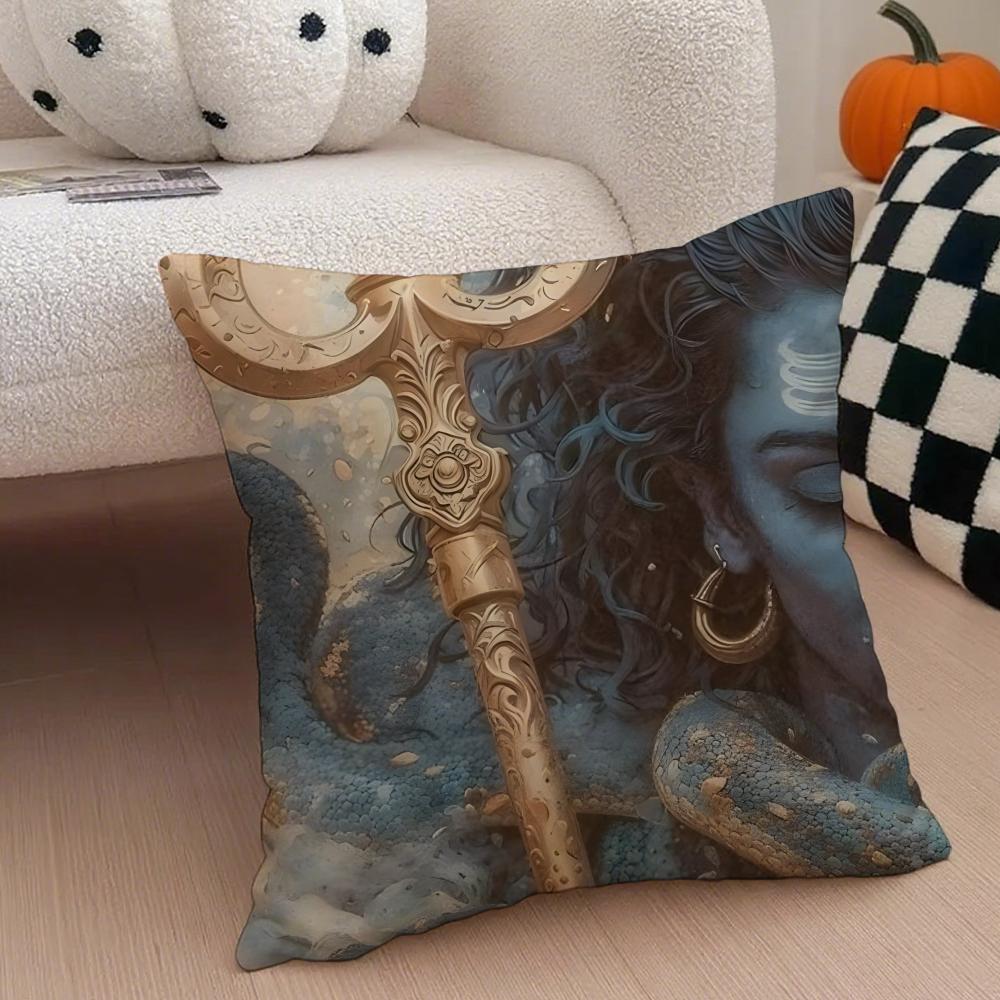 

SShiva Trident Cushion Cover Throw Pillow Cover Hidden Button Durable Polyester Chair Cushion 30X30cm
