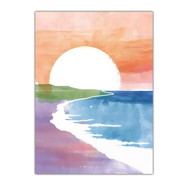 Landscape Wall Art Coastal Mountain Sunset Scenery Canvas Painting Modern Abstract Poster Prints Bedroom Living Room Wall Decor