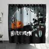 Horrific Shower Curtains Halloween 3D Print Fabric Pastel Waterproof Bathroom Curtain Pumpkin Bat Print Home Decor with Hooks